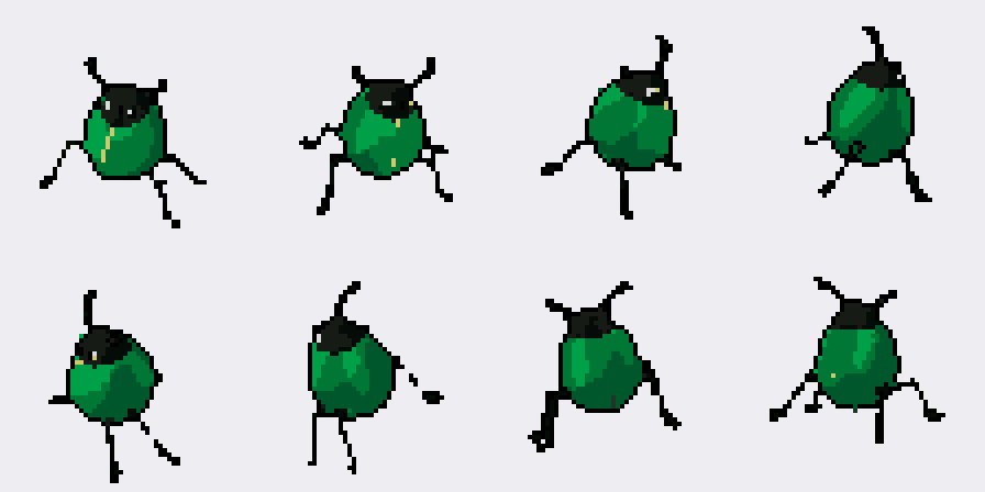 Beetle walking with a tripod gait in eight directions