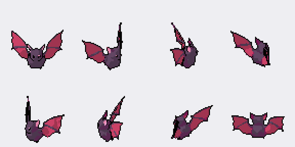 Bat flapping in eight directions