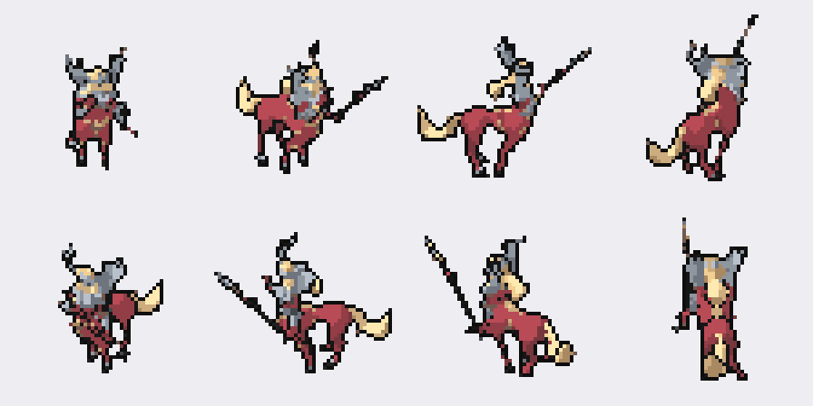 Valkyrie centaur walking in eight directions