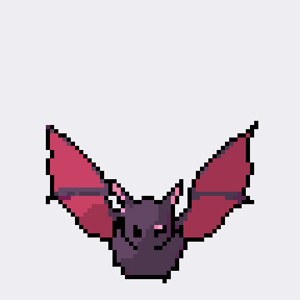 Bat turning with wings spread
